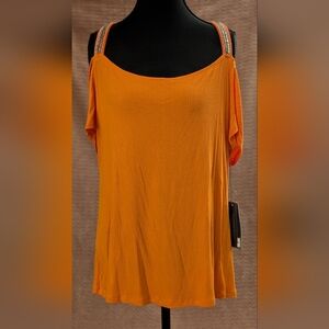 NWT Jennifer Lopez Women's Cold Shoulder Short Sleeve Top JLO Size XL